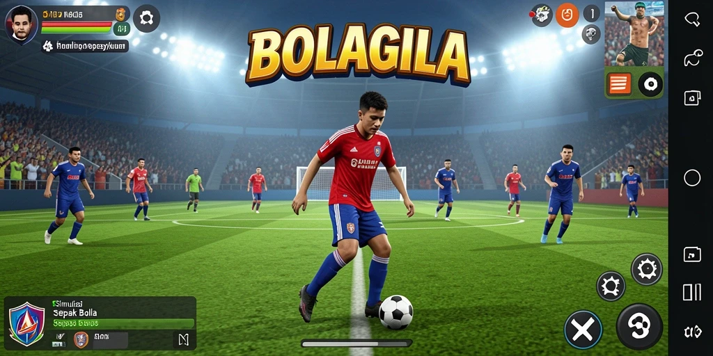 Tampilan gameplay BOLAGILA yang mendebarkan dalam simulasi sepak bola.