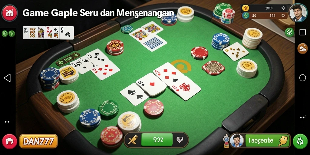 Screenshot utama DAN777 menampilkan gameplay Gaple yang seru.