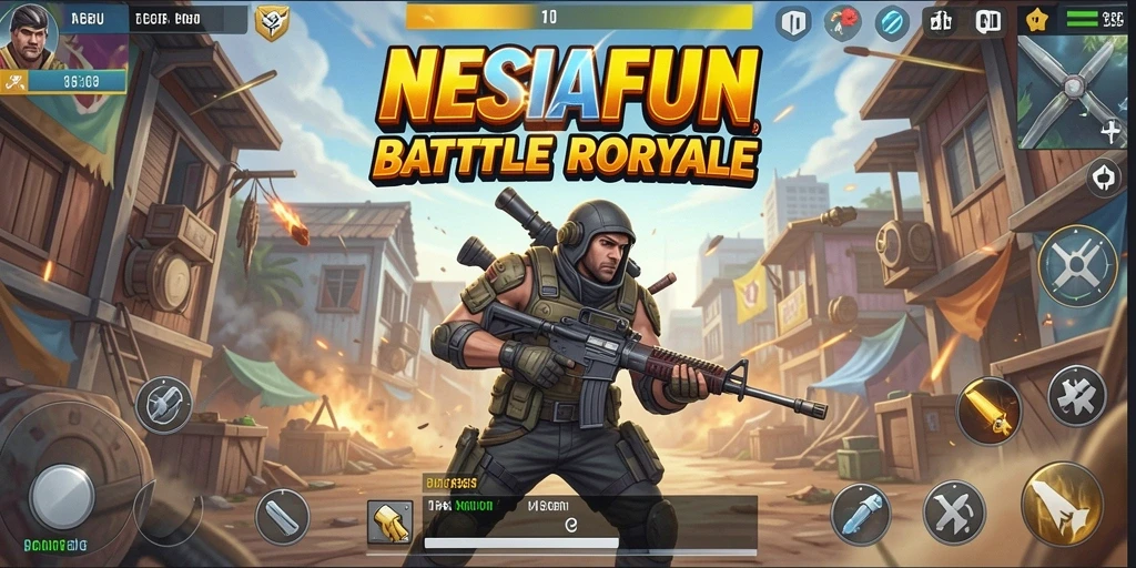 Tampilan gameplay yang intens dalam pertempuran Battle Royale.